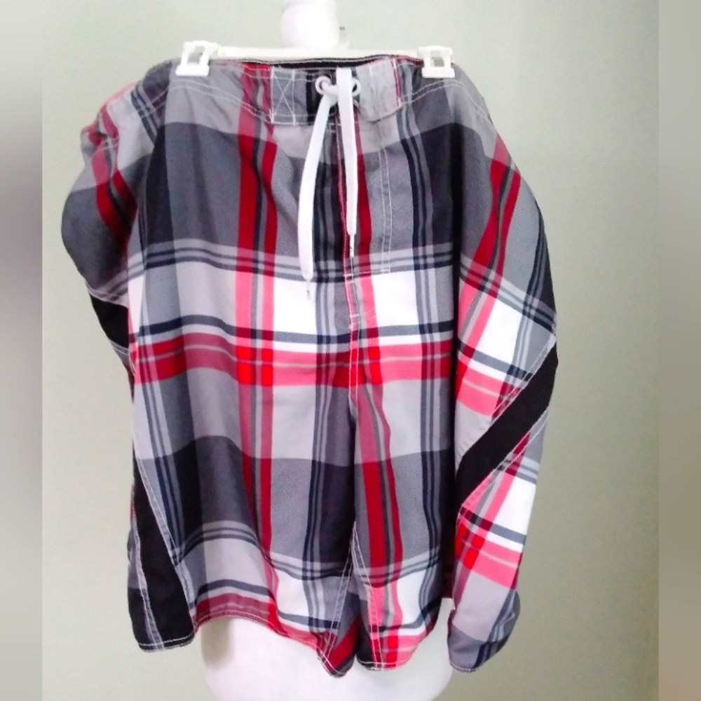 OP Ocean Pacific Plaid Swim Trunks